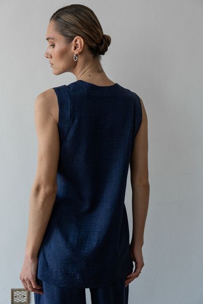 Топ подовжений на запах Forly з льону Denim XL/XXL Синій LN0093-13-70_XL/XXL LN0093-13-70 фото