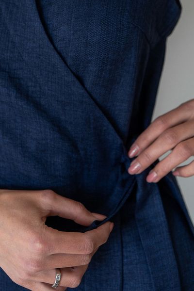 Топ подовжений на запах Forly з льону Denim XL/XXL Синій LN0093-13-70_XL/XXL LN0093-13-70 фото
