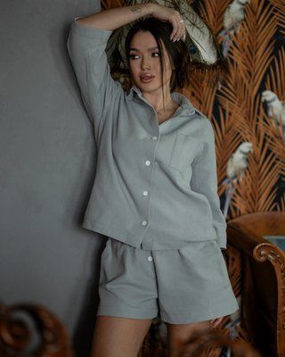 Пижамный костюм "Valentina" вафля светло-серый 20573m фото