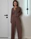 Пижама женская трикотаж (рубчик) QC Sandra кофта + штаны коричневая 20864l фото 2