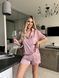 Піжама жіноча шовкова на літо Mimi сорочка + шорти пудра 100315 фото 1
