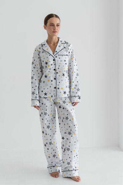 Пижама Forly Пижамный костюм из хлопка с брюками Yellow Stars Белый HL0010-57-69 HL0010-57-69_XS фото