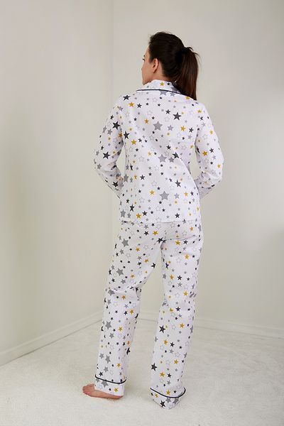 Пижама Forly Пижамный костюм из хлопка с брюками Yellow Stars Белый HL0010-57-69 HL0010-57-69_XS фото