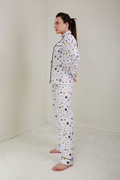 Пижама Forly Пижамный костюм из хлопка с брюками Yellow Stars Белый HL0010-57-69 HL0010-57-69_XS фото