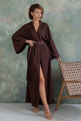 Халат Forli Халат шовковий з бавовною Chocolate Коричневий SL0035-08-04_ONE фото