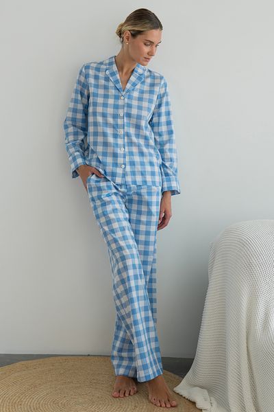 Піжама Forly Піжамний бавовняний костюм з брюками Blue Plaid Принт HL0073-29-69 HL0073-29-69_XL-XXL фото