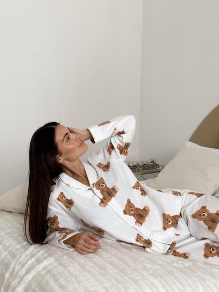 Домашня тепла жіноча піжама COSY Тедді (сорочка+штани) F46P фото