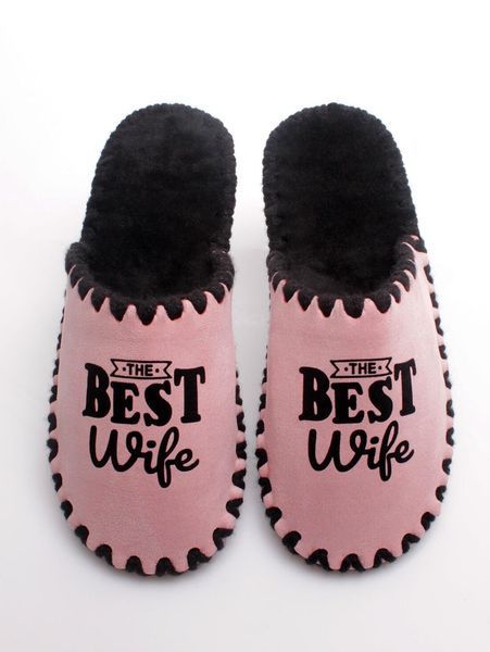 Женские домашние тапочки Family Story Классические Закрытые The best wife Розовые n0106-37f-049b фото