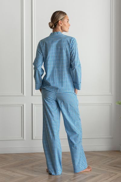 Піжама Forly Піжамний бавовняний костюм з брюками Navy Plaid Принт HL0073-80-69 HL0073-80-69_XS-S фото