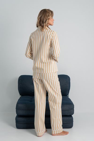 Пижама Forly Пижамный костюм из хлопка с брюками Lines Бежевый HL0010-69-69 HL0010-69-69_XS фото