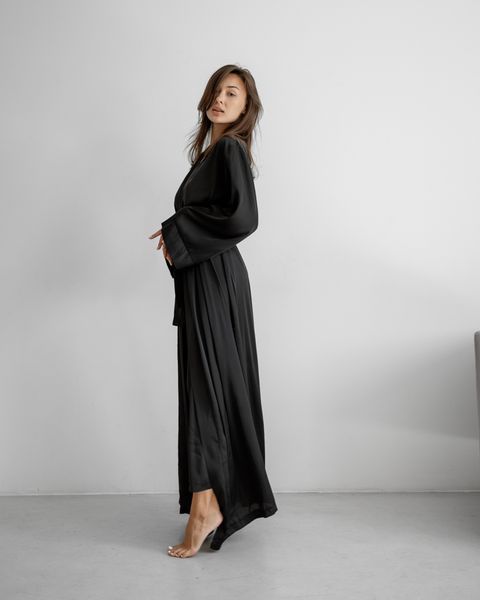 Халат жіночий QC Шовк Армані QC Anetta Чорний 30081l-xl фото