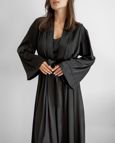 Халат жіночий QC Шовк Армані QC Anetta Чорний 30081l-xl фото