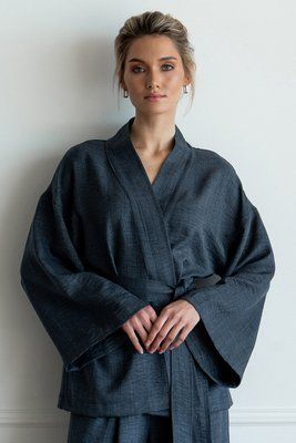 Кімоно - сорочка Forly з льону Grace XL/XXL Сірий LN0071-12-60_XL/XXL LN0071-12-60 фото