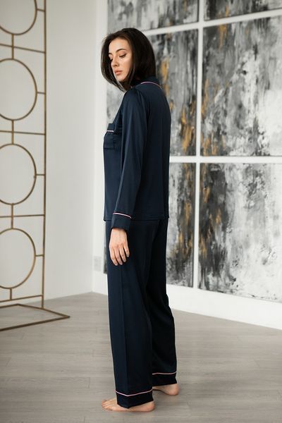 Піжама Forly Піжамний шовковий костюм з брюками Blue Dark Синій SH0009-14-69 SH0009-14-69_XL фото
