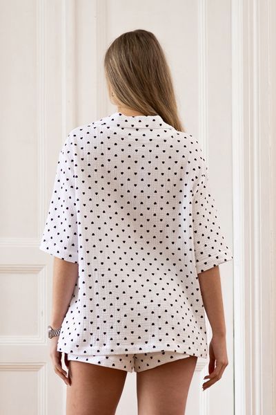 Женский пижамный костюм Forly с шортами из муслина Black Love Белый ML0081-37-58 ML0081-37-58_XS-S фото