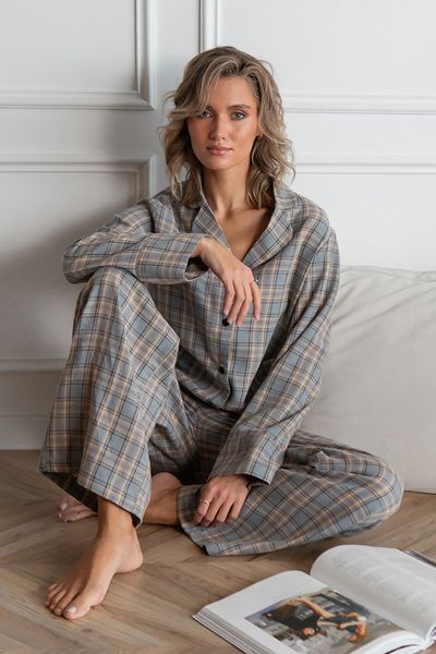 Forly Піжамний фланелевий костюм з брюками Helen Сірий FL0073-94-69 FL0073-94-69_XS-S фото