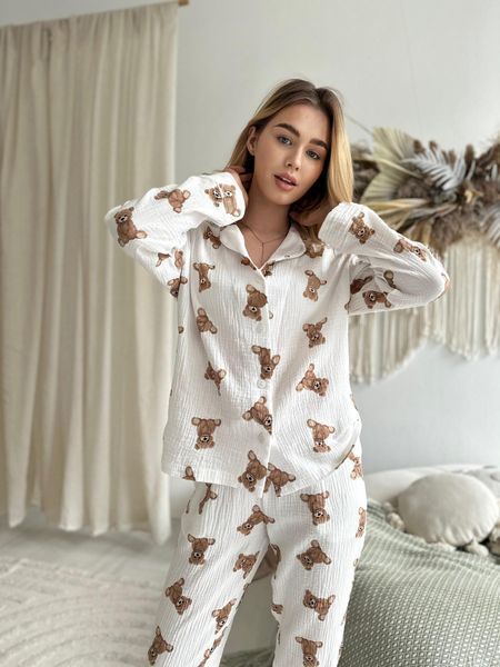 Жіноча Муслінова піжама, ведмедики Teddy M220PXL фото