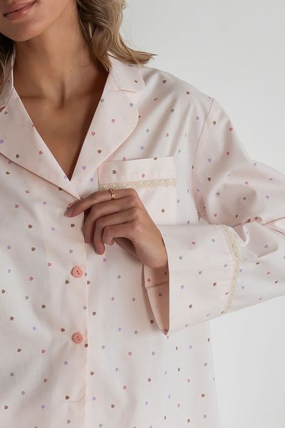 Пижама Forly Пижамный костюм из хлопка с кружевом Love is Розовый HL0073-35-69 HL0073-35-69_XS-S фото
