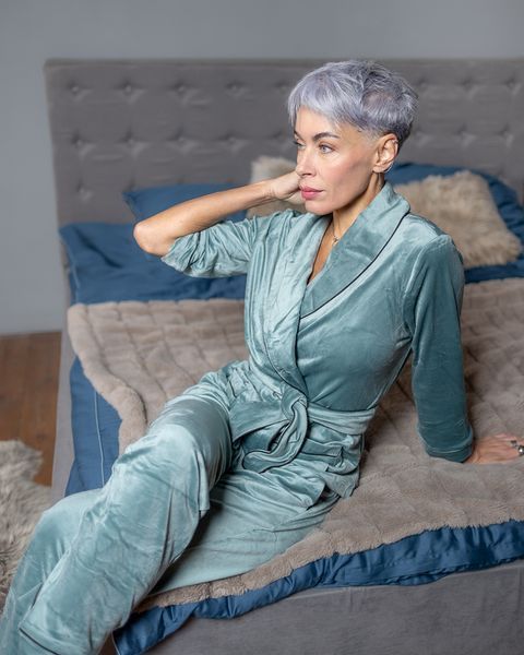 Піжама жіноча тепла велюр QC Eva сорочка на запах + штани фісташка 6 20691s фото